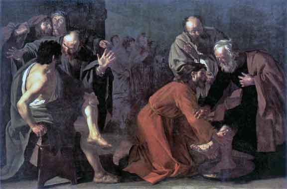 Lavement des pieds, par Baburen, 1 616 lavement pieds